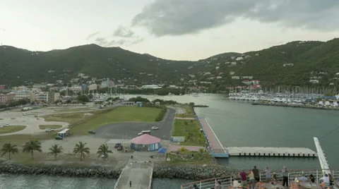Time Lapse Cruiseship Leaving Harbor Road Town Tortola