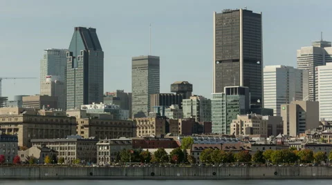 4K Time Lapse Zoom Out Montreal City Skyline