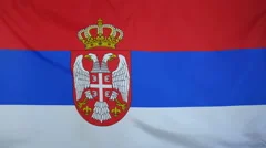 Serbia Flag Real Fabric Close Up 4K