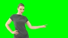 Woman with greenscreen and alpha matte