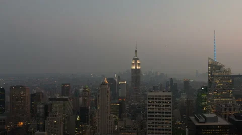 4K Timelapse New York Aerial Sunset Pan Shot