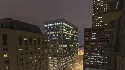 4K Time Lapse Tilt Shot Aerial Traffic Intersection At Night