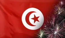 Tunisia Flag Firework real fabric