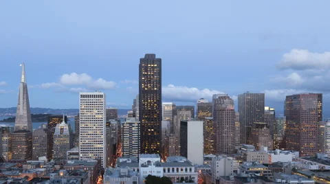 4K Time Lapse Zoom Out San Francisco Twilight To Night