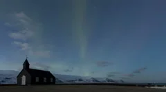 4K Time Lapse Northern Lights Black Church