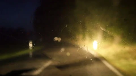 Empty Road At Night With Rain