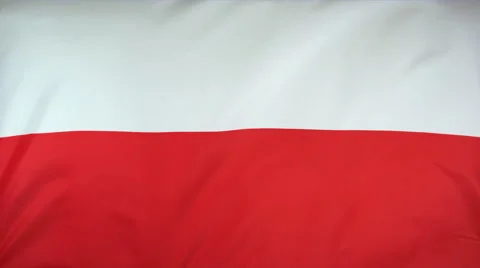 Poland Flag Real Fabric Close Up 4K