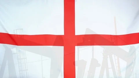 England Flag Slow Motion Oil Production Concept