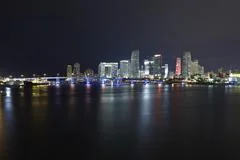 Miami City Skyline Panorama At Night