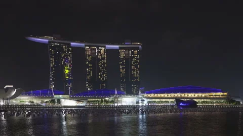 Time Lapse Zoom Out Marina Bay Sands Resort At Night