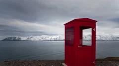 4K Timelapse Iceland Red Phone Booth Tilt Shot