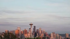 4K Time Lapse Seattle Skyline Sunset