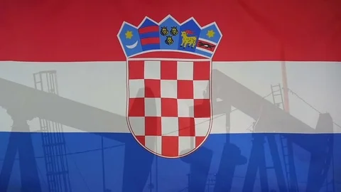 Croatia Flag Slow Motion Oil Production Concept