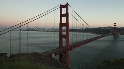 4K Time Lapse Close Up Golden Gate Bridge Twilight To Night