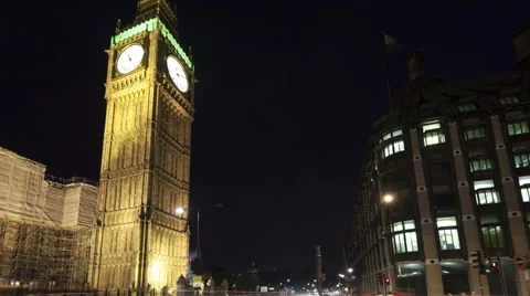 4K Time Lapse Tilt Shot Traffic In Front Of Big Ben