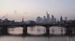 4K Timelapse Cargoships At Frankfurt Skyline