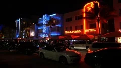 Miami Beach Ocean Drive At Night (Editorial)