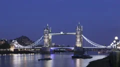 4K Time Lapse Zoom Out Tower Bridge London Twilight