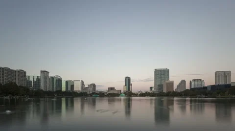 4K Time Lapse Zoom In Orlando Skyline Sunrise