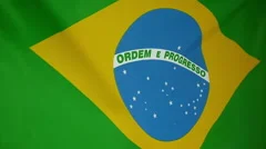 Slowmotion Real Textile Flag Of Brasil