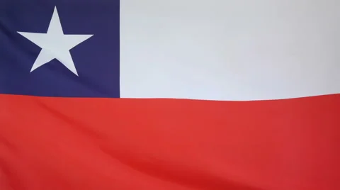 Chile Flag Real Fabric Close Up 4K