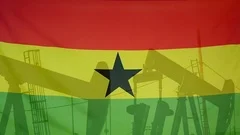 Ghana Flag Slow Motion Oil Production Concept
