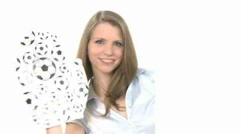 Woman Waves Big Glove