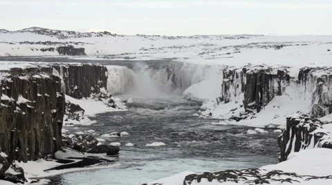 Sellfoss Waterfall In Winter