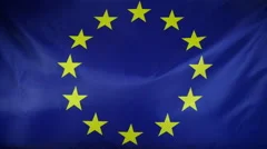 Europe Flag Real Fabric Close Up 4K