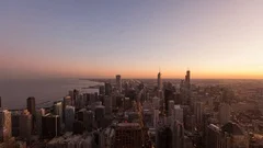 4K Timelapse Wide Angle Sunset Chicago Aerial