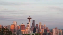 4K Time Lapse Zoom Out Seattle Skyline Sunset