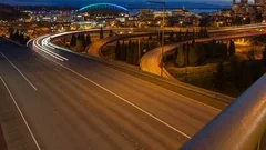 4K Timelapse Seattle Highway Traffic Zoom Out (Editorial)