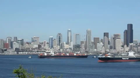 Seattle Skyline Cargo Freighters