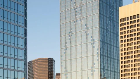 Timelapse Close Up Tilt Down Dallas Skyscraper Sunset