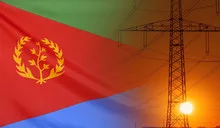 Energy Concept Eritrea Flag with sunset power pole