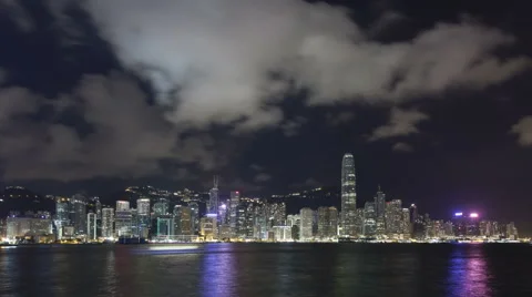Time Lapse Hong Kong Skyline At Nighttime