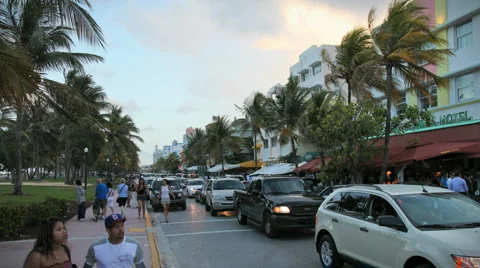 In This Time-lapse View Cars Passing Through Ocean Drive On May