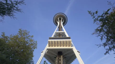 Time Lapse Zoom In Of Seattle Space Needle Night