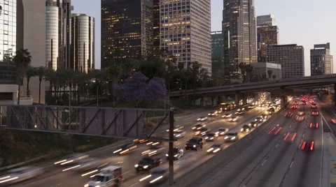 4K Time Lapse Los Angeles Downtown Traffic