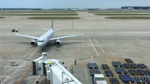4K Timelapse Airplane Taxiing At Gate (Editorial)