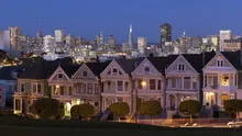 4K Time lapse zoom in Painted Ladies San Francisco sunset