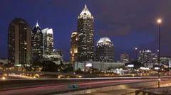 Time Lapse Close Up Atlanta Skyline At Twilight