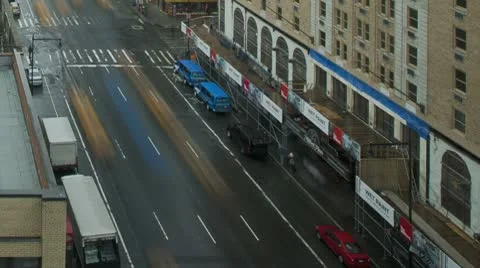 Timelapse Traffic On A Rainy Day On 8Th Ave