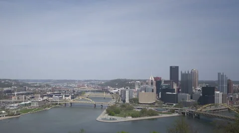 4K Pittsburgh Skyline Timelapse Zoom Out