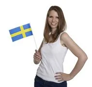 Woman Shows Flag Of Sweden