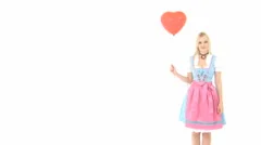 Woman In Dirndl With Red Balloon