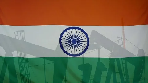 India Flag Slow Motion Oil Production Concept