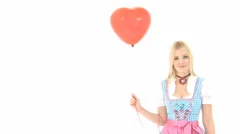 Woman In Dirndl With Red Balloon