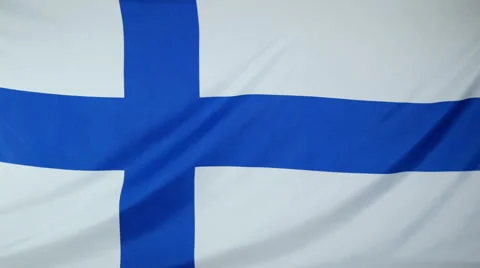Finland Flag Real Fabric Close Up 4K