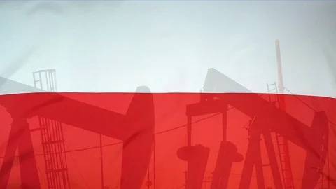 Poland Flag Slow Motion Oil Production Concept